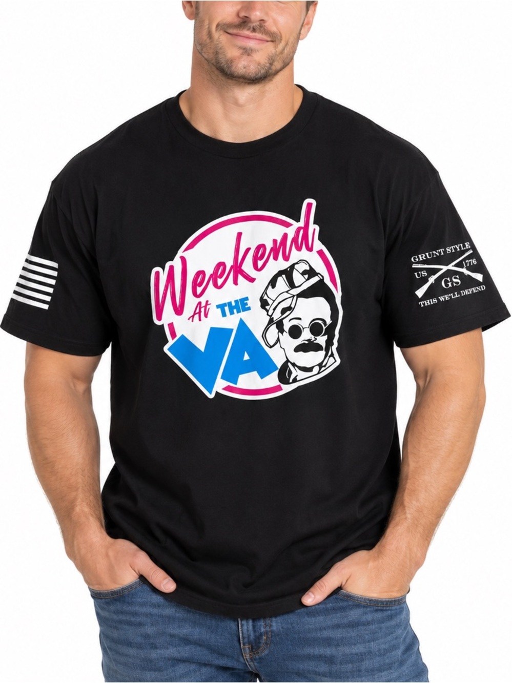 Grunt Style Weekend at the VA Mens XL Black Veteran Humor Patriotic Graphic Tee